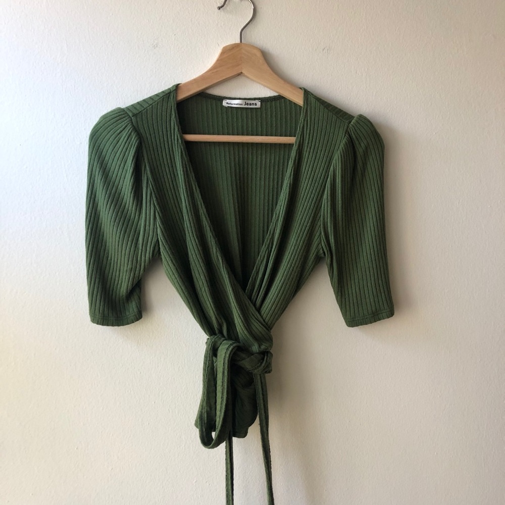 Green Reformation ballet tie top